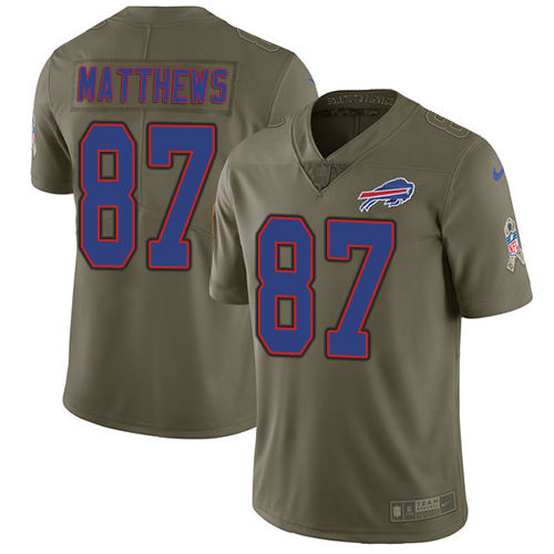 Nike Bills #87 Jordan Matthews Olive Men's Stitched NFL Limited Salute To Service Jersey - Click Image to Close
